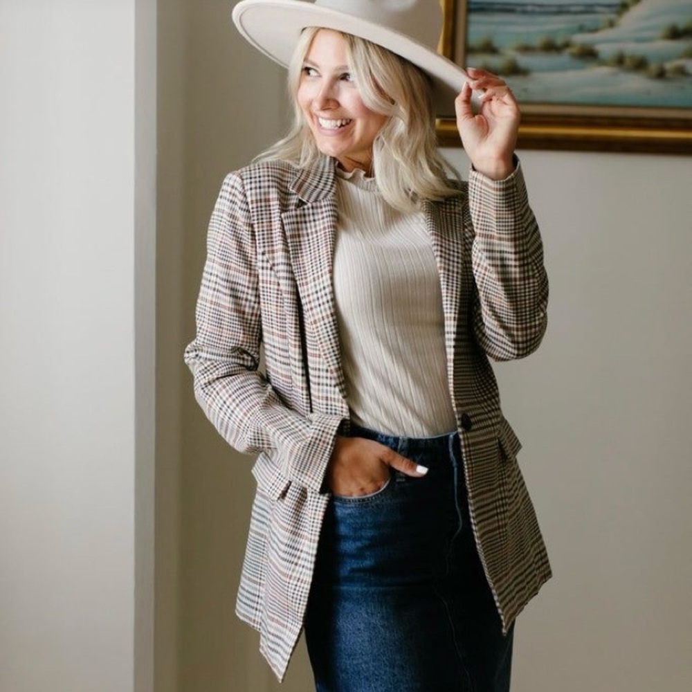 🍂 THE MAIN STREET EXCHANGE | ‘Radley’ Plaid Blazer in Ginger 🫚 Brown